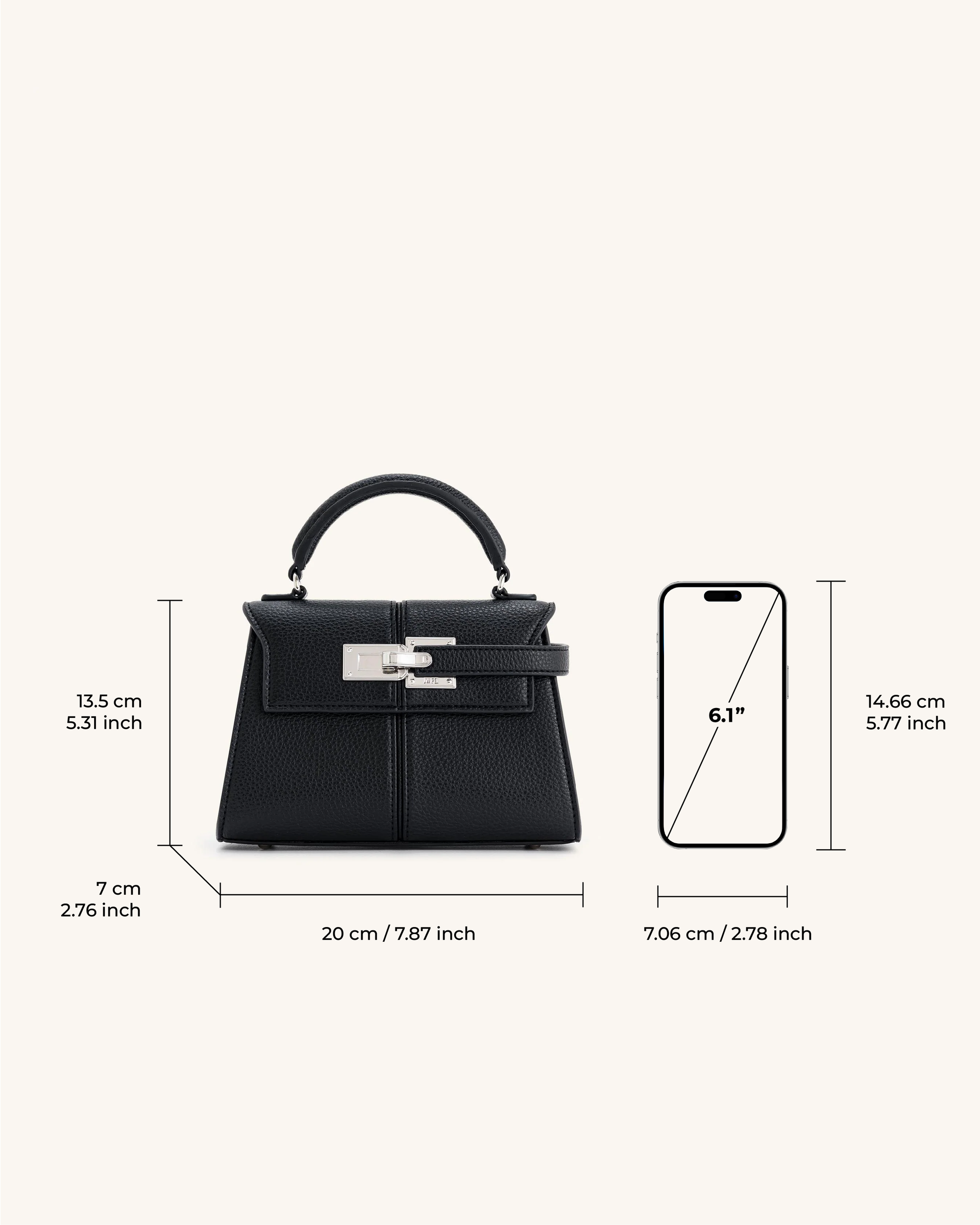 Elise Top Handle Bag - Black