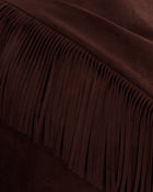 Ariana Asymmetric Fringe Sueded Top - Burgundy