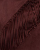 Adeline Asymmetric Fringe Sueded Top - Burgundy