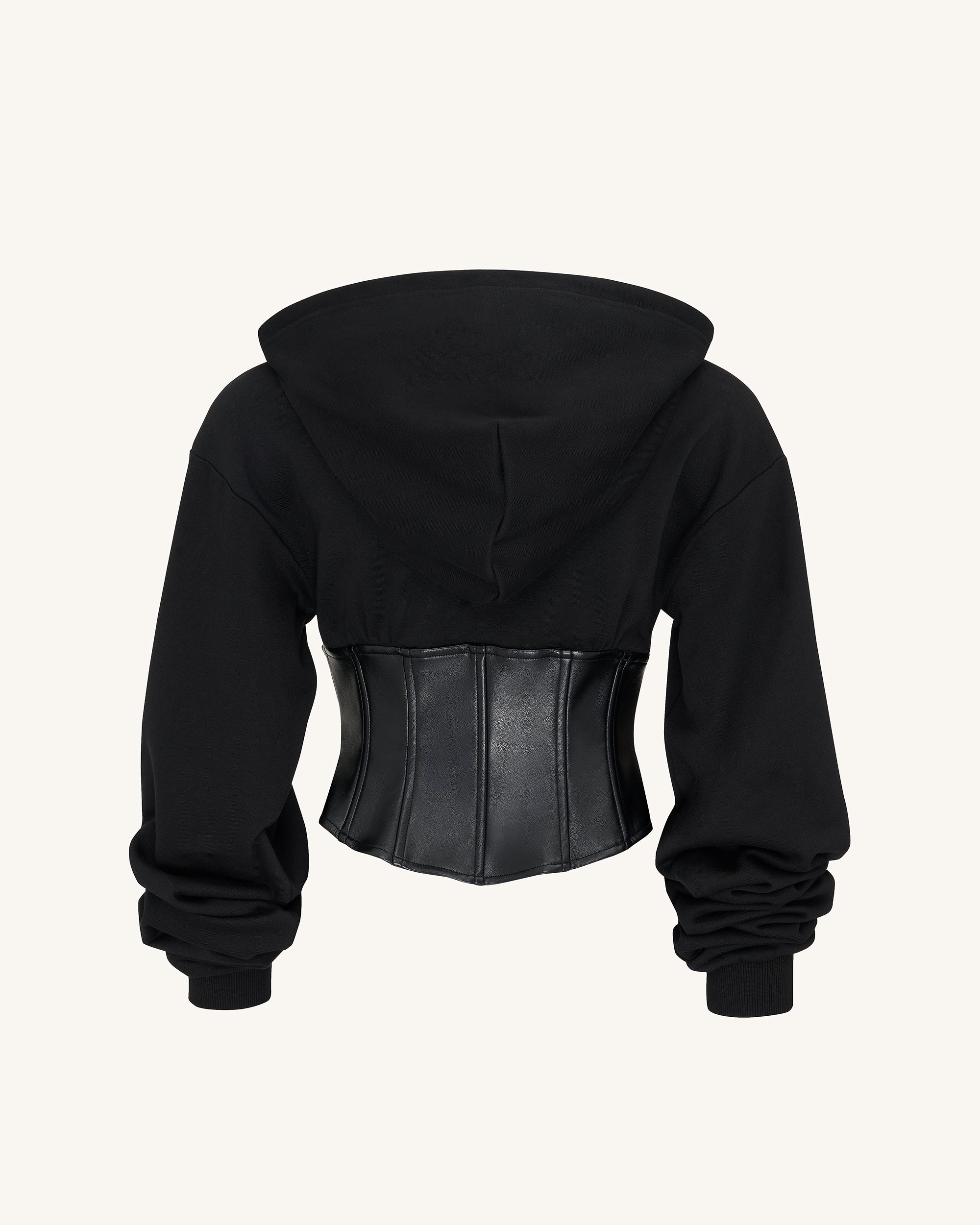 Valentina Structured Corset Hoodie - Black