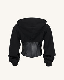 Valentina Structured Corset Hoodie - Black