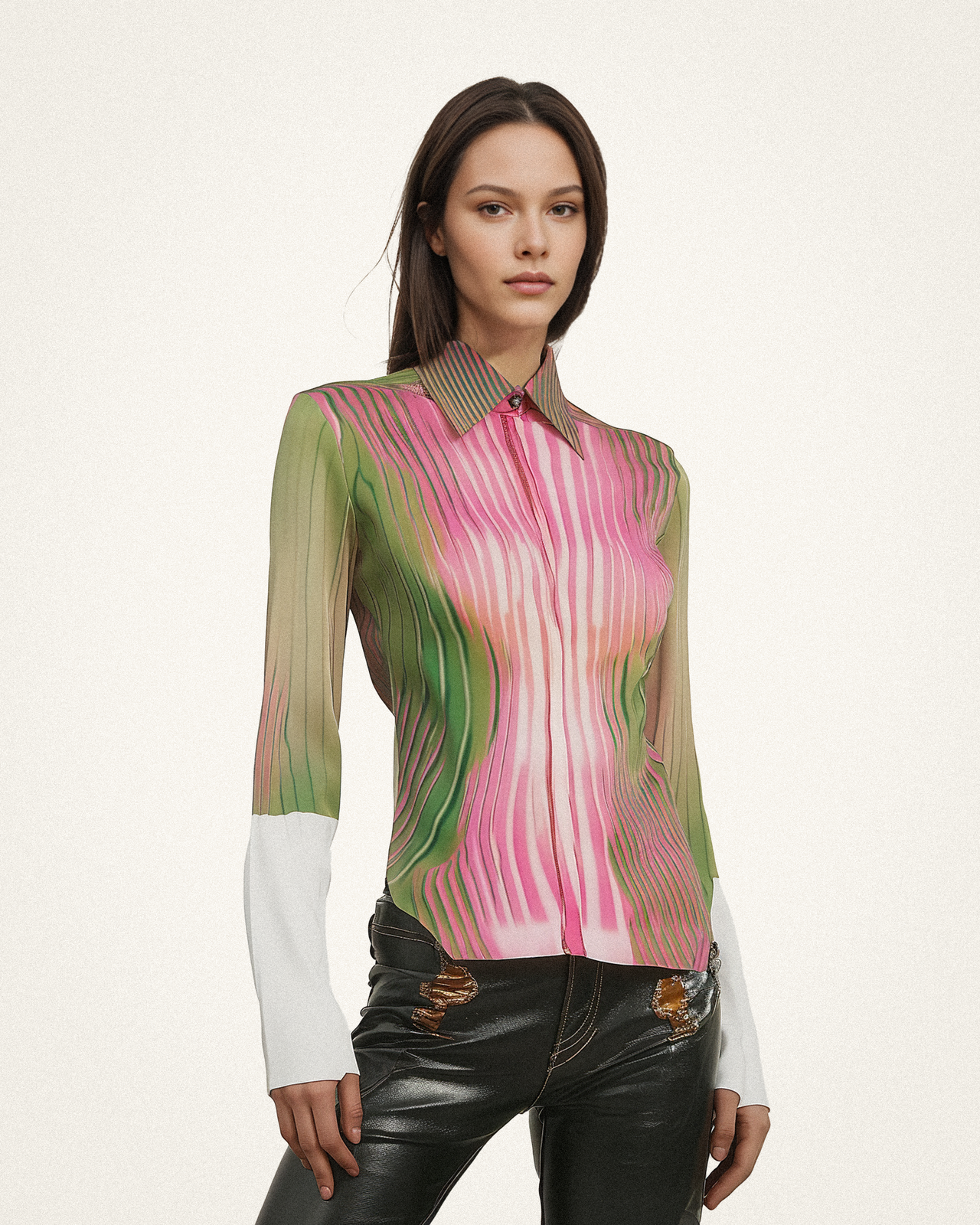 Hannah Gradient Long-Sleeve Blouse - Multicolor