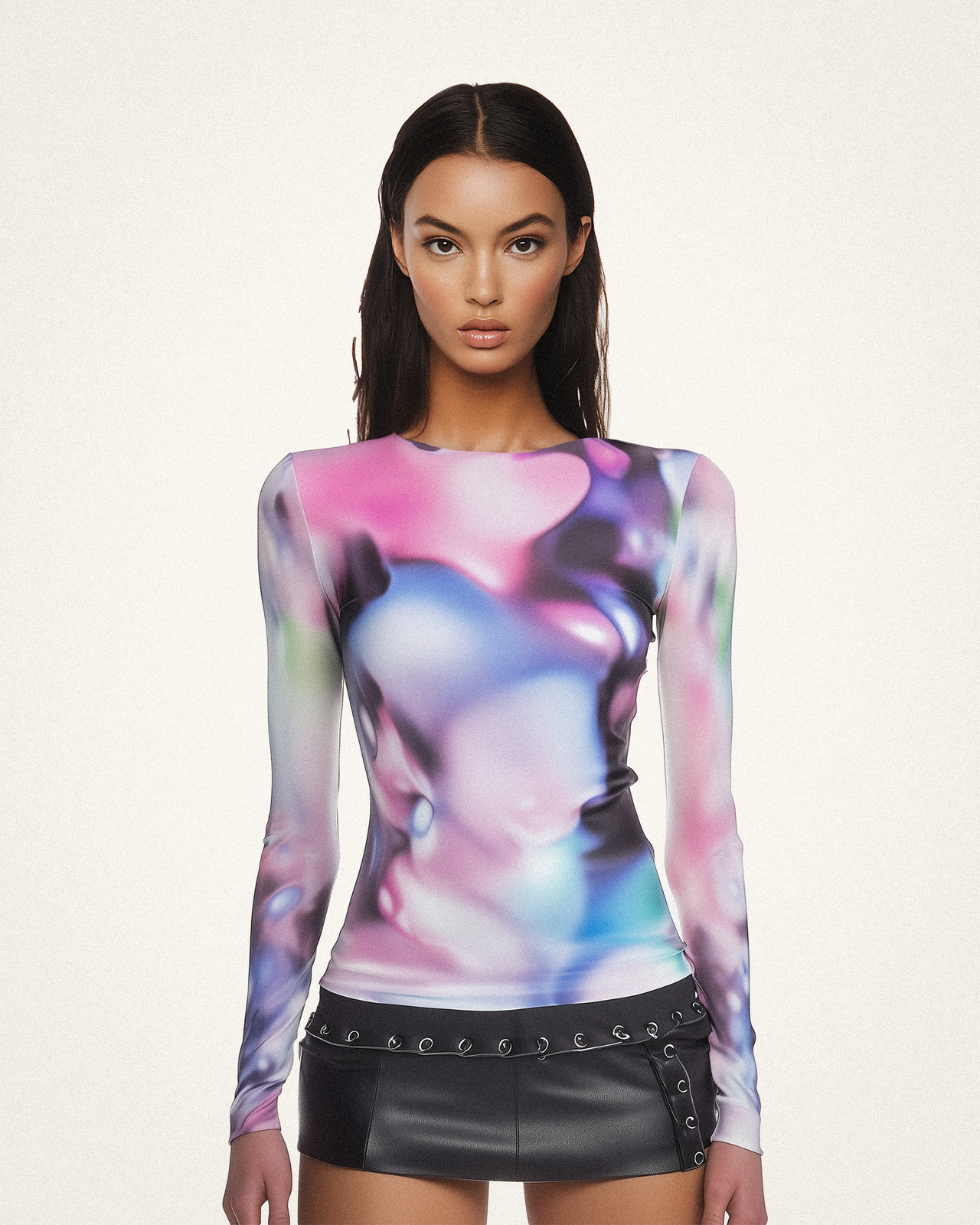 Amara Printed Long Sleeve Top - Multicolor