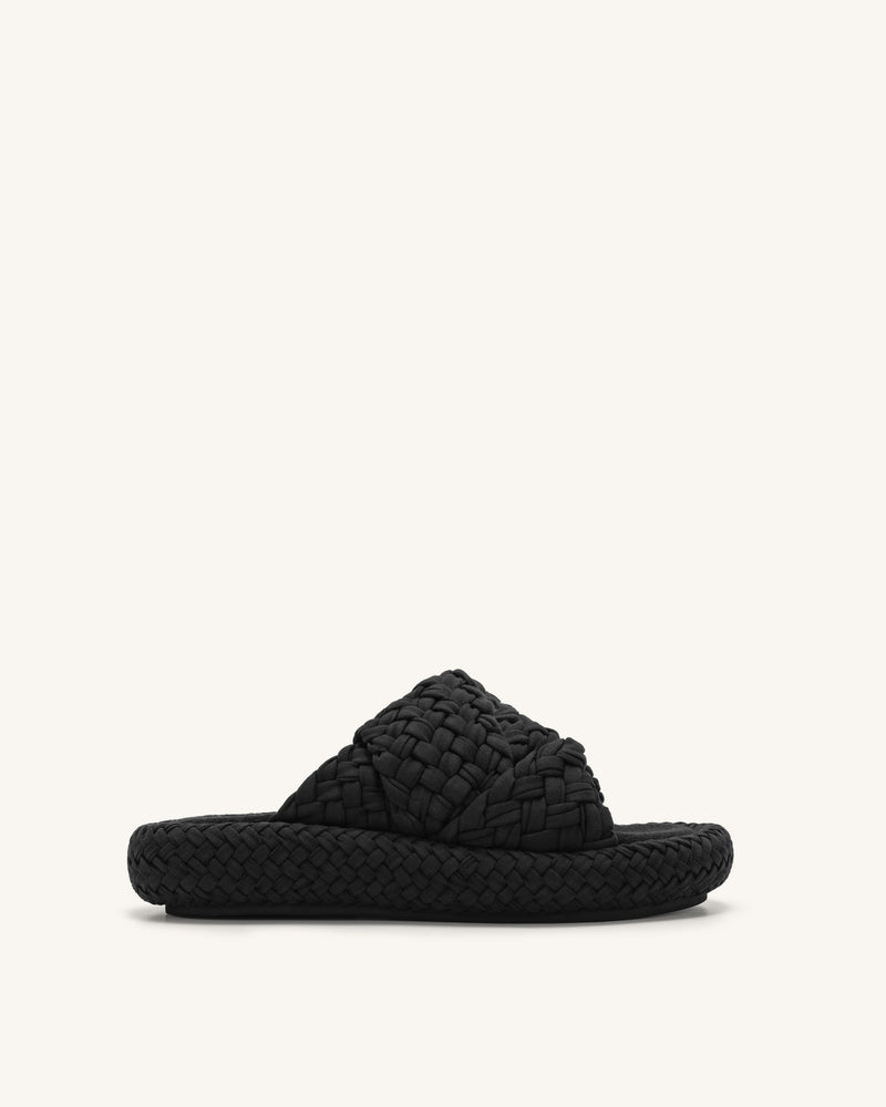 Lilah Woven Platform Sandal - Black