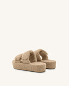 Lexi Faux Fur Platform Sandal - Beige