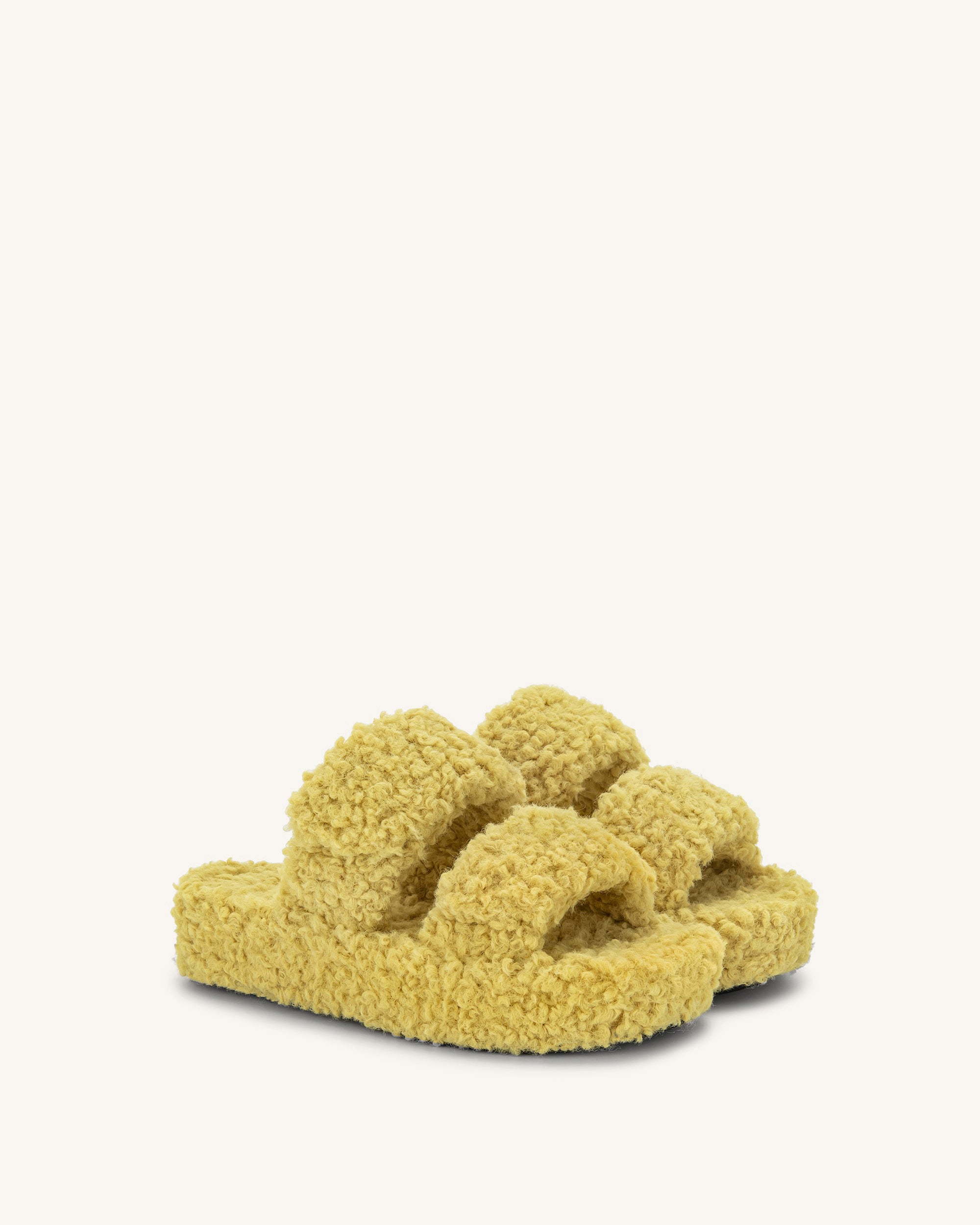 Yellow faux fur online slippers