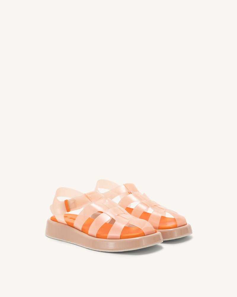 Piper Platform Sandal - Beige & Orange