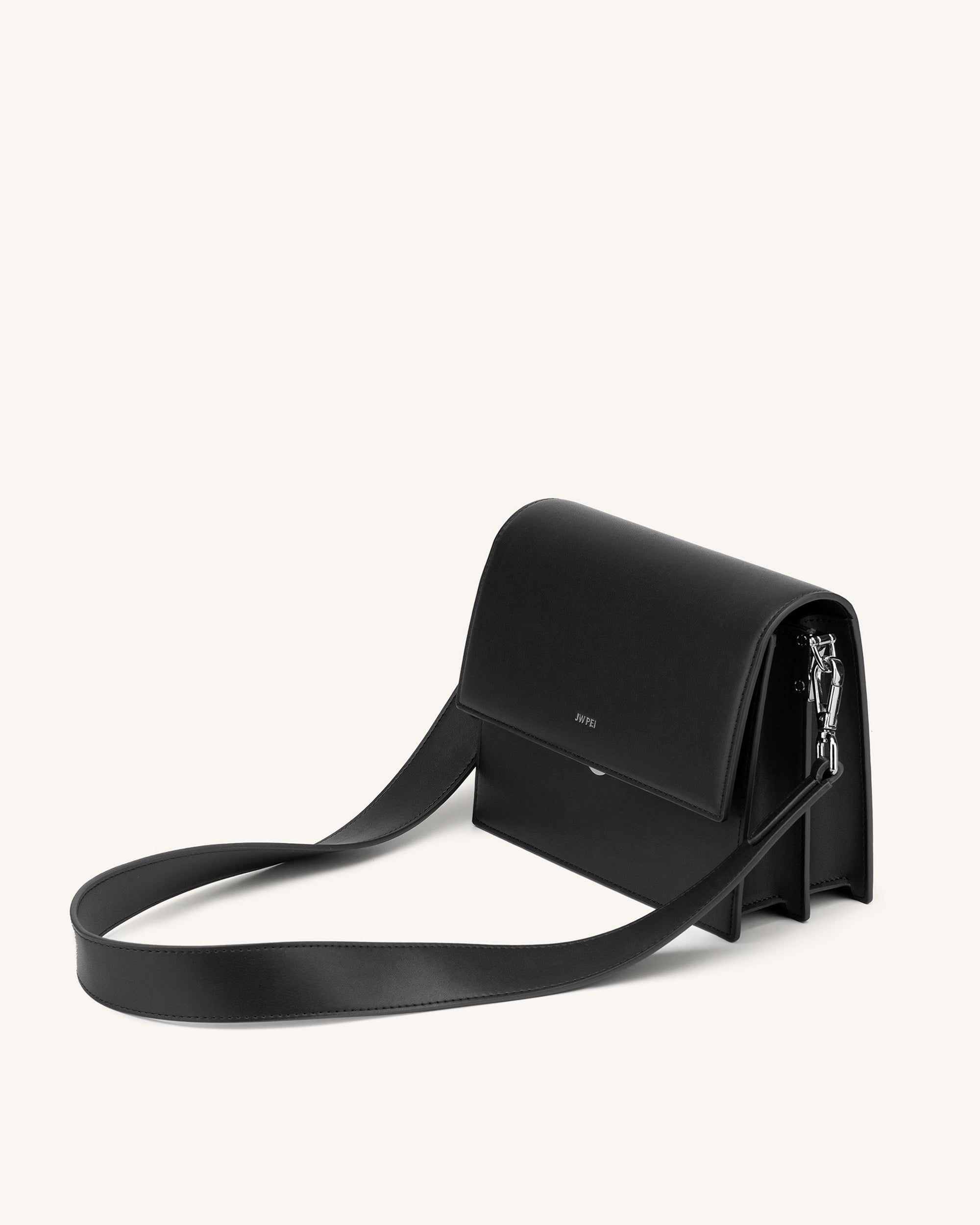 Buy the JW PEI The Envelope Black Vegan Leather Gold Chain Crossbody Bag