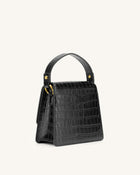 The Fae Top Handle Bag - Black Croc