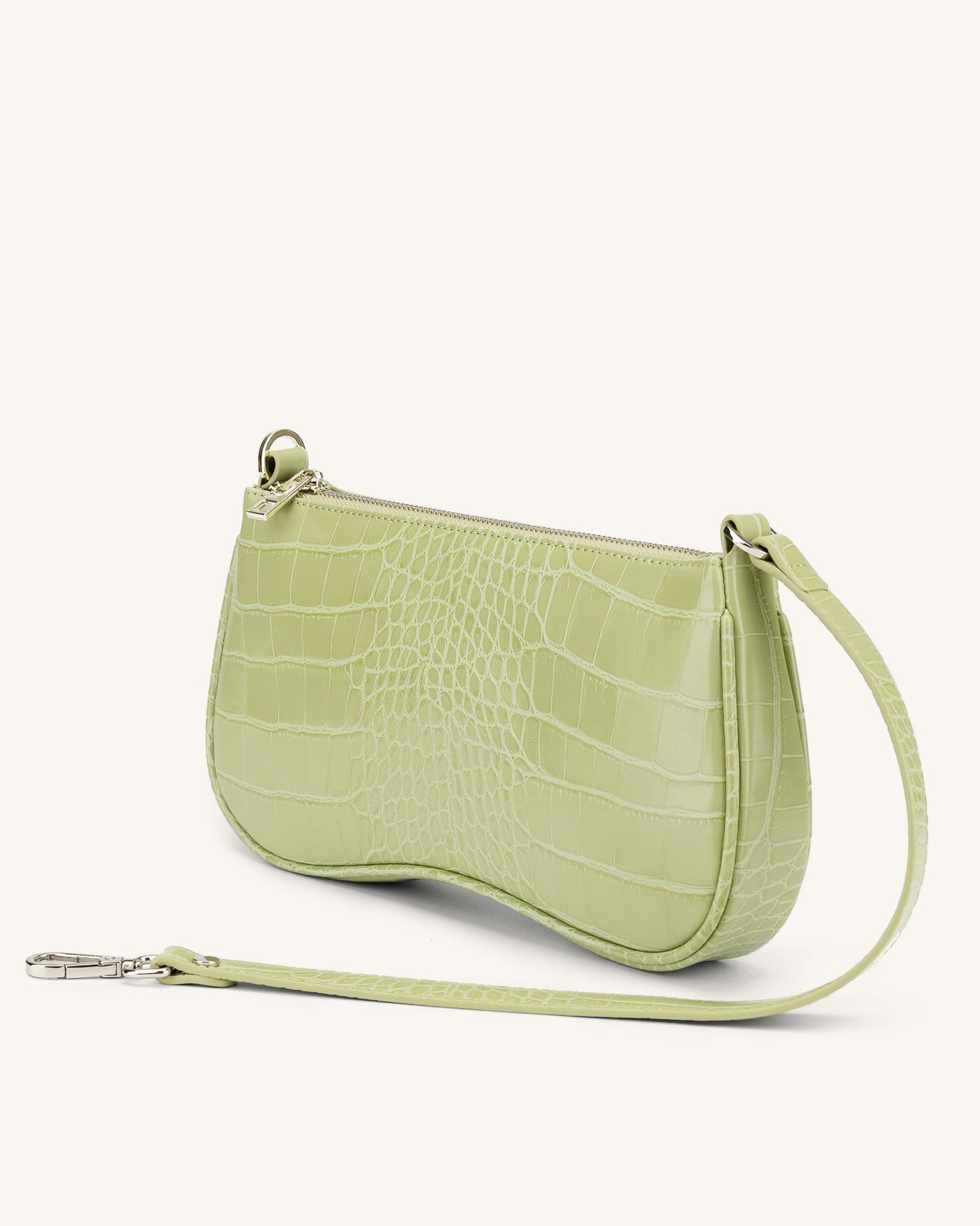 Eva Shoulder Handbag - Sage Green Croc