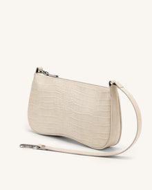 Eva Shoulder Handbag - Ivory Croc