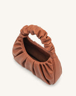 JW Pei Gabbi Handbag Vegan Leather Brown Crescent Shape With Ruched Handle  NWOT