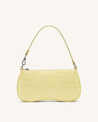 Eva Shoulder Handbag - Light Yellow Croc