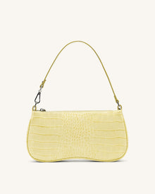 Eva Shoulder Handbag - Light Yellow Croc