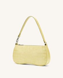 Eva Shoulder Handbag - Light Yellow Croc