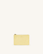 Quinn Zipped Card Holder - Light Yellow Croc