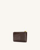 Quinn Zipped Card Holder - Brown Croc