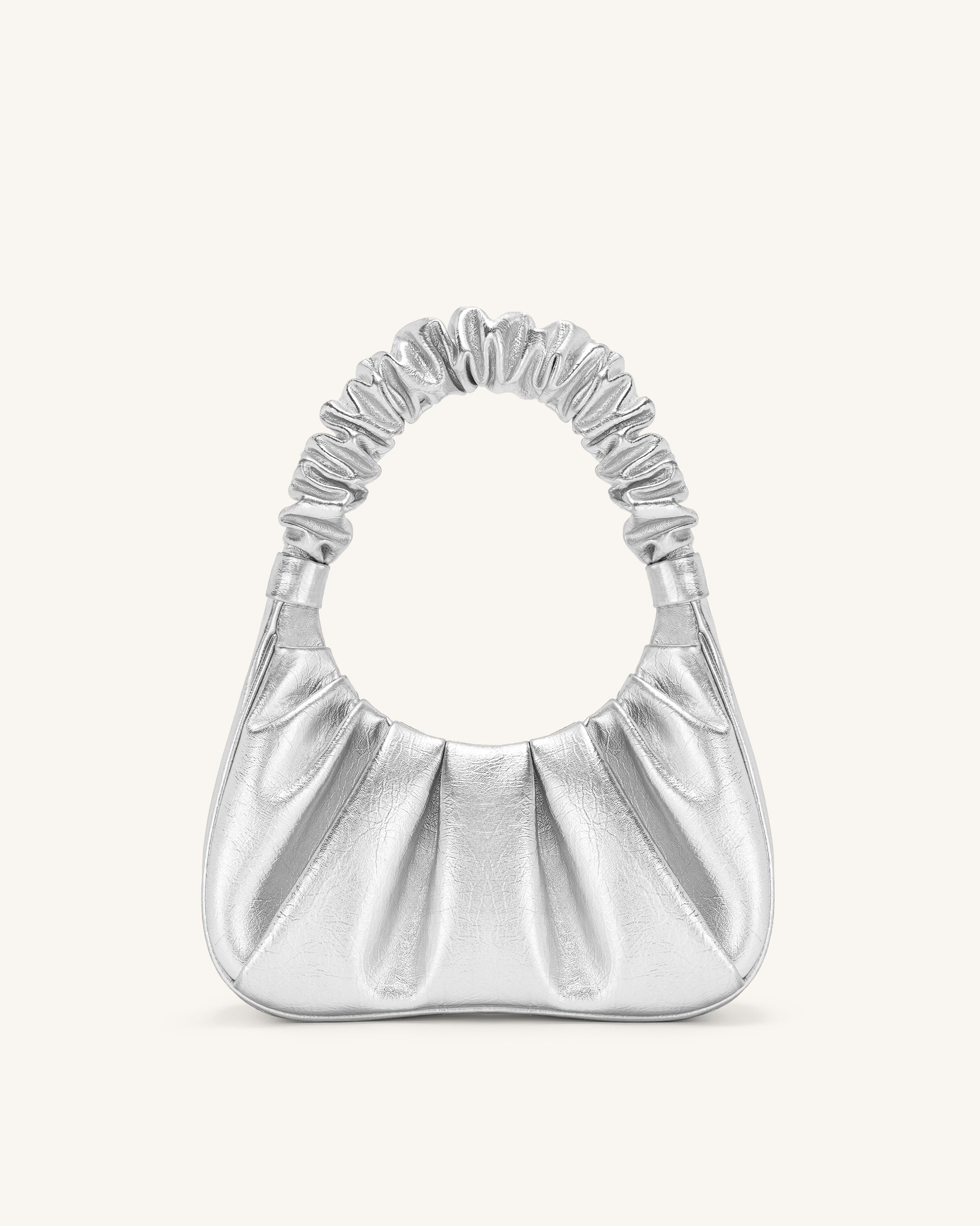 Gabbi Metallic Ruched Hobo Handbag - Silver - JW PEI