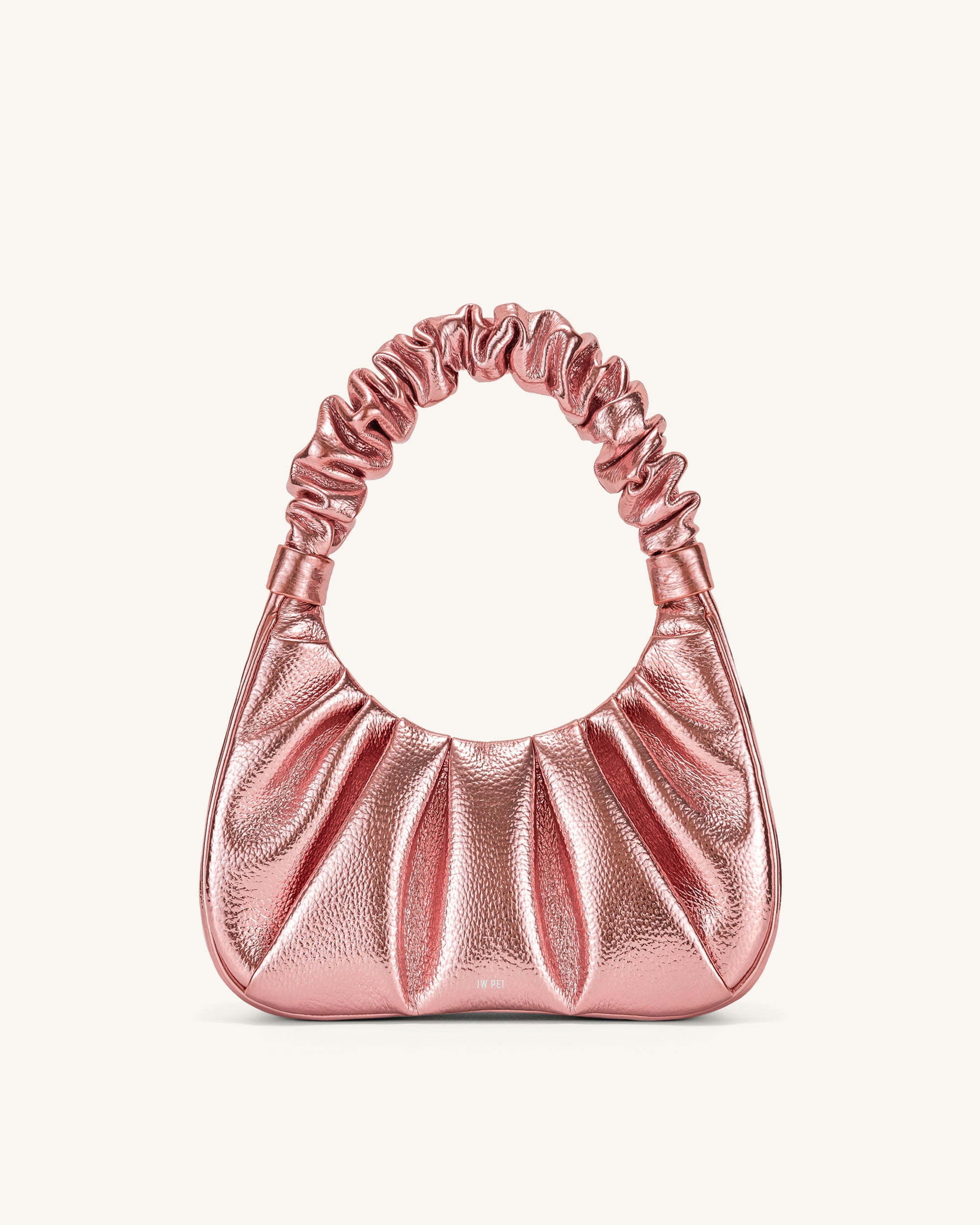 Gabbi Metallic Ruched Hobo Handbag - Pink