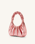 Gabbi Metallic Ruched Hobo Handbag - Pink