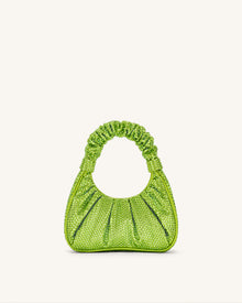 Gabbi Artificial Crystal Medium Ruched Hobo Handbag - Green