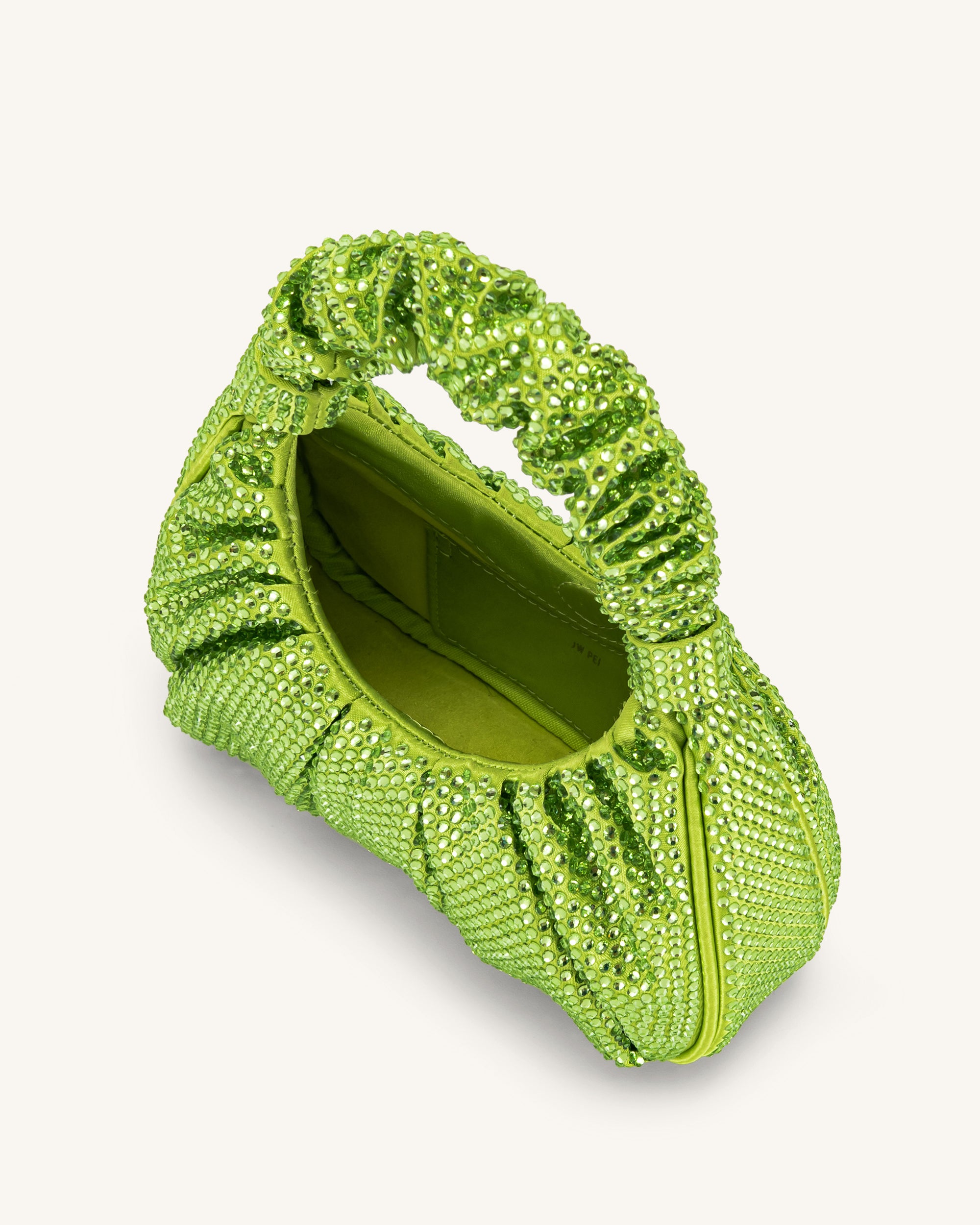 Gabbi Artificial Crystal Medium Ruched Hobo Handbag - Green - JW PEI