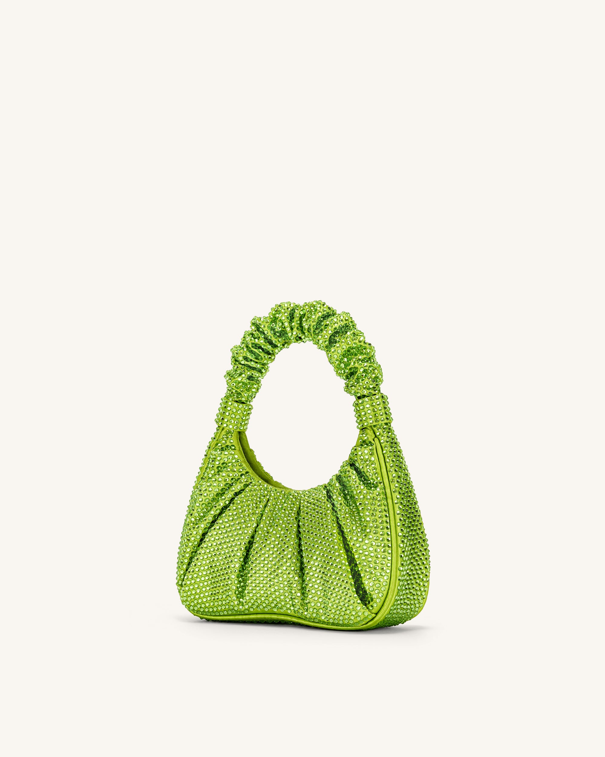 Gabbi Artificial Crystal Medium Ruched Hobo Handbag - Green - JW PEI