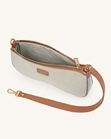 Eva Shoulder Handbag - Beige Canvas