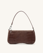 Eva Shoulder Handbag - Brown Croc