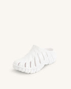 Tara Leaf Platform Clog - White