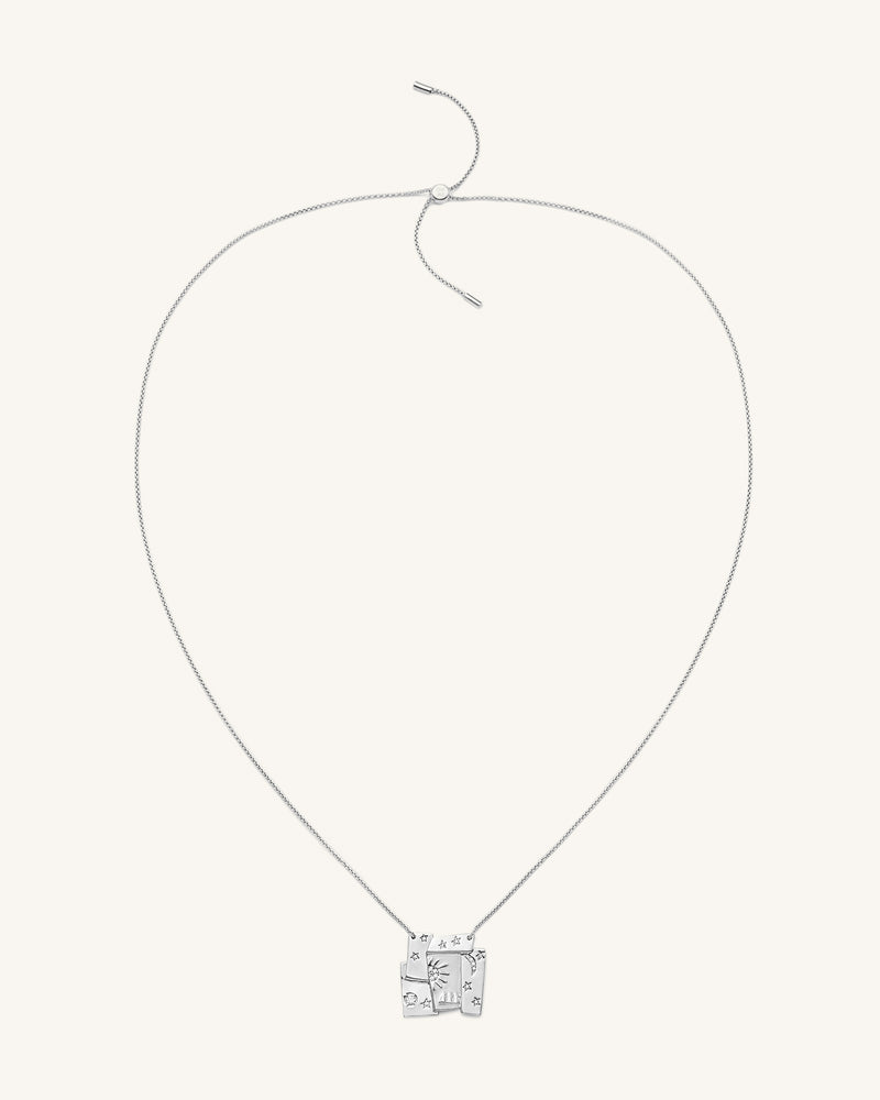 Cosmos Combination Necklace - 18ct White Gold Plated & White Zircon