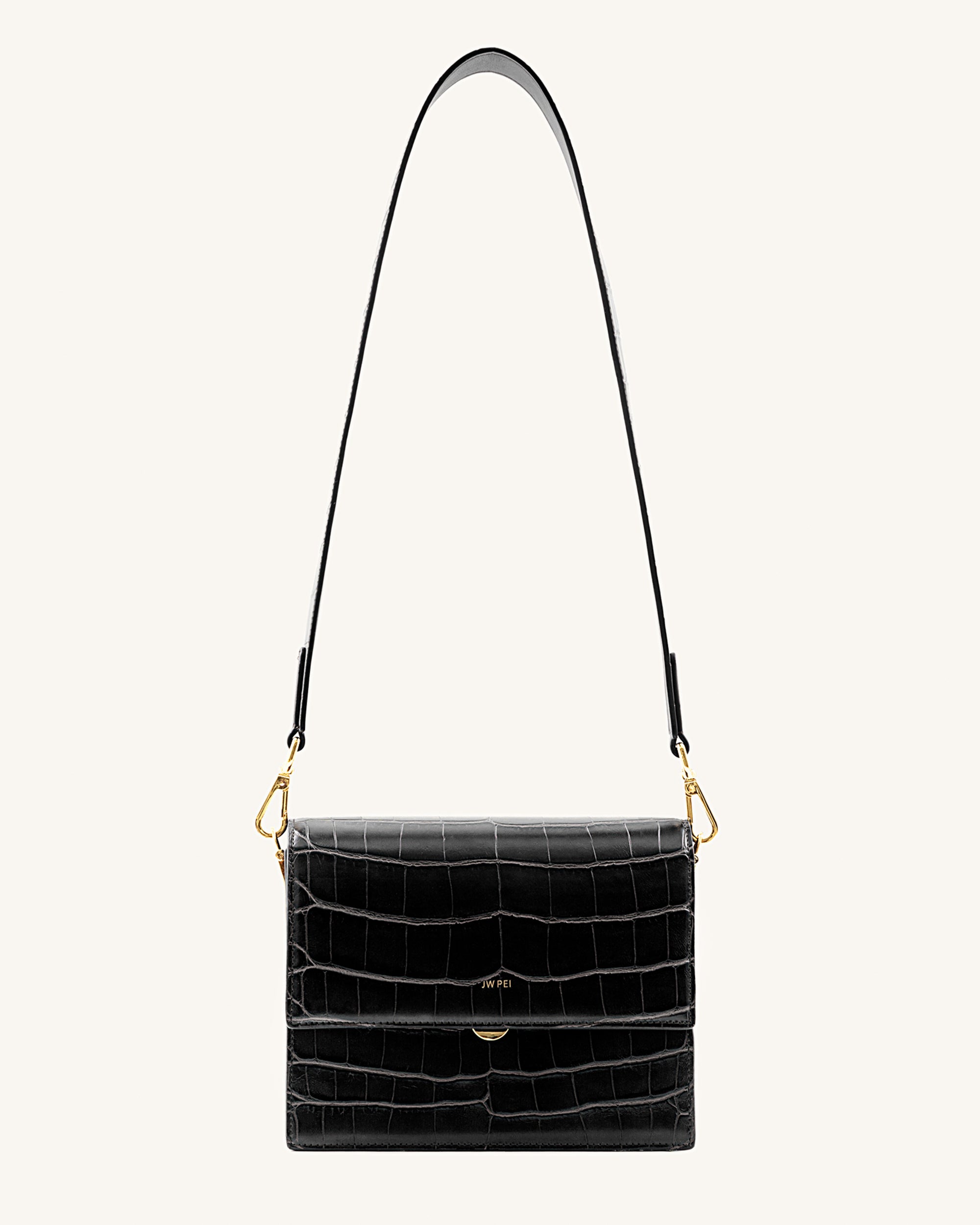 Mini Flap Crossbody - Black Croc