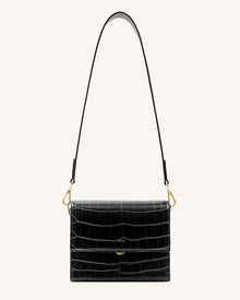 Mini Flap Crossbody - Black Croc