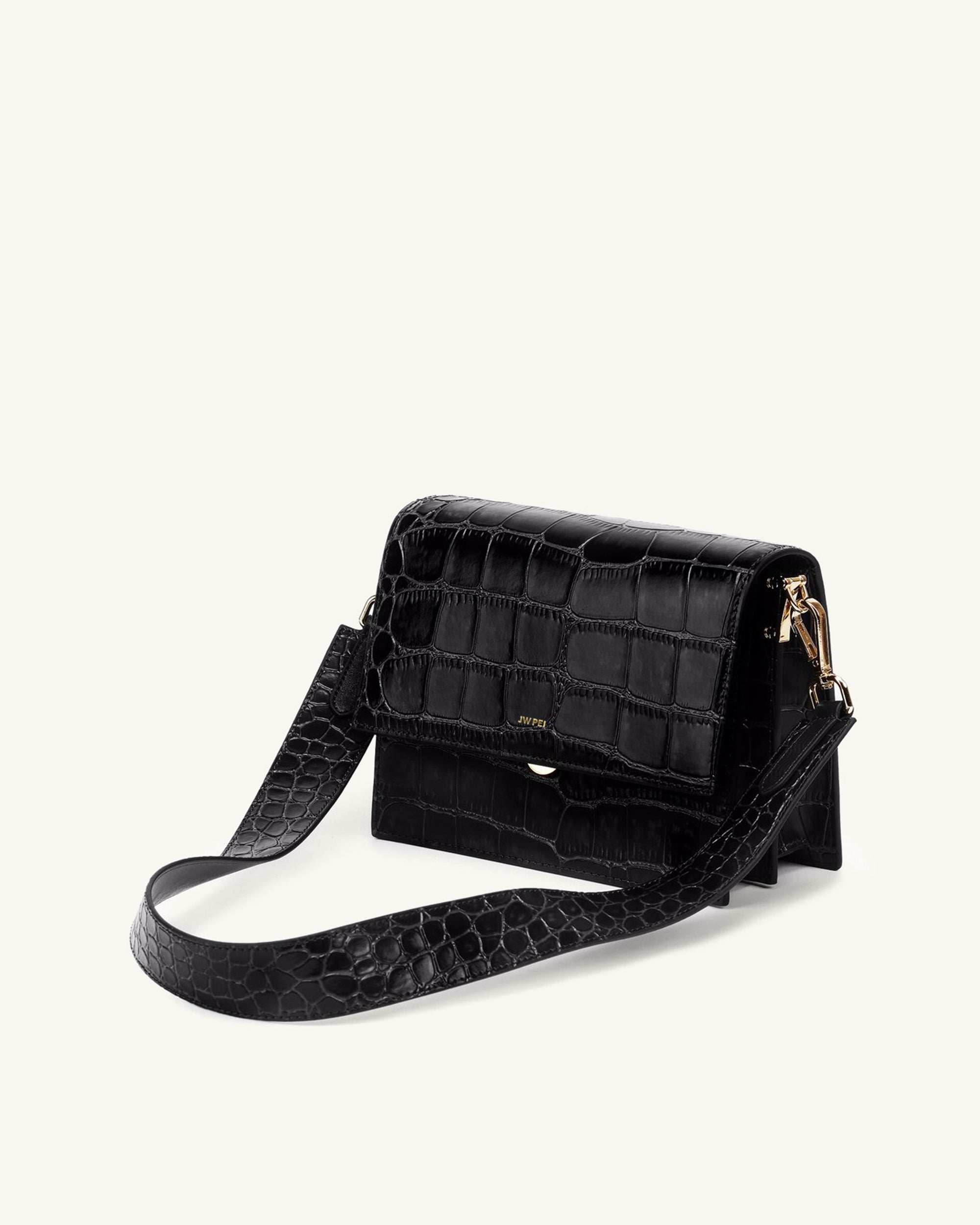 JW PEI Women's Mini Flap Crossbody,Black: Handbags