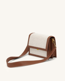 Mini Flap Crossbody - Beige Canvas