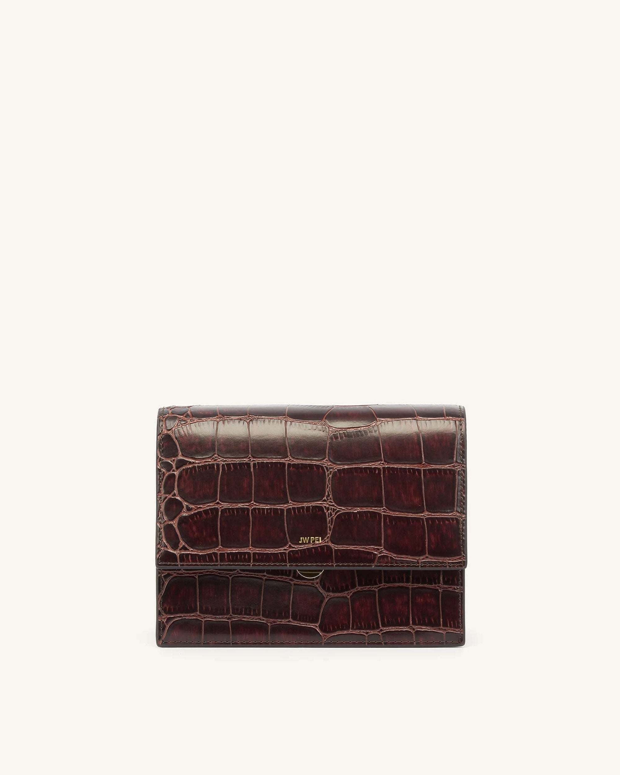 Mini Flap Crossbody - Brown Croc