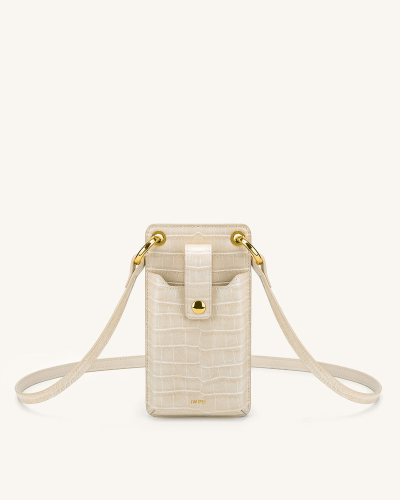 Quinn Phone Bag - Ivory  Croc